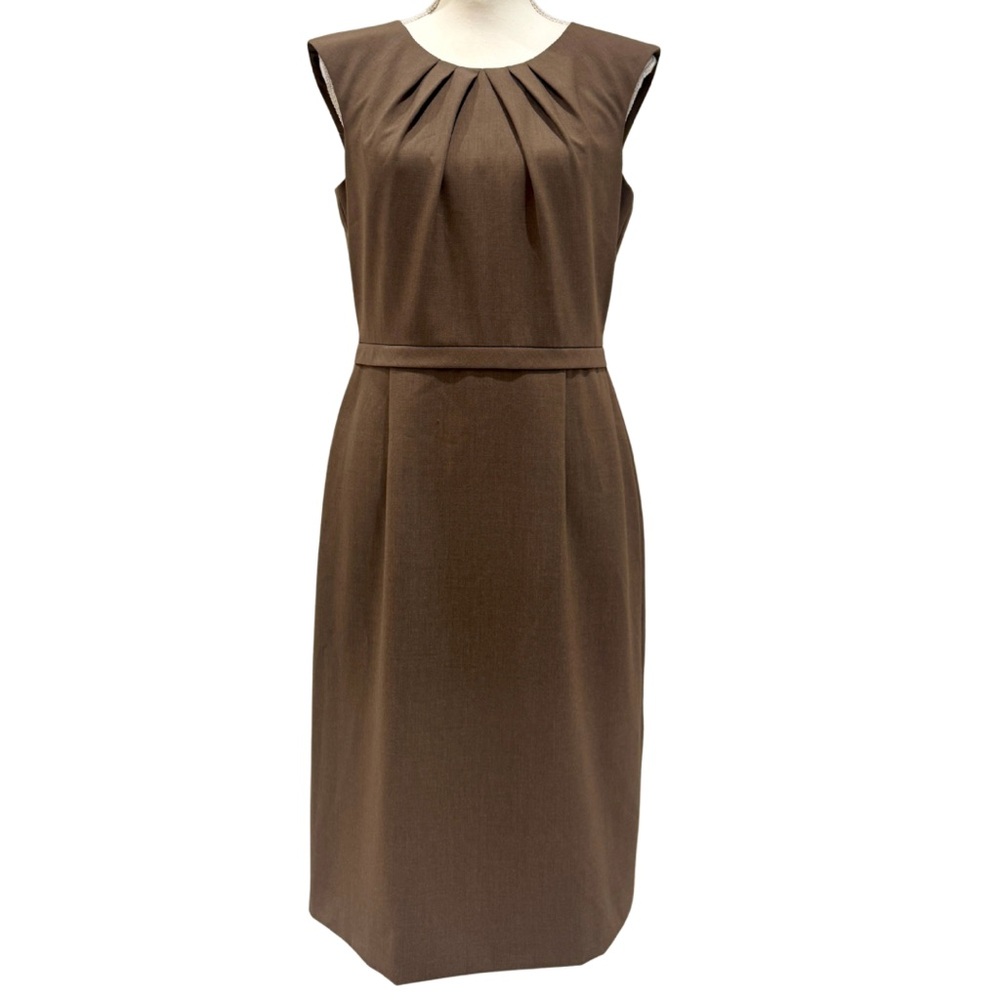 Tahari Sleeveless Sheath Dress | Beige / Tan (8) - Picture 10 of 11